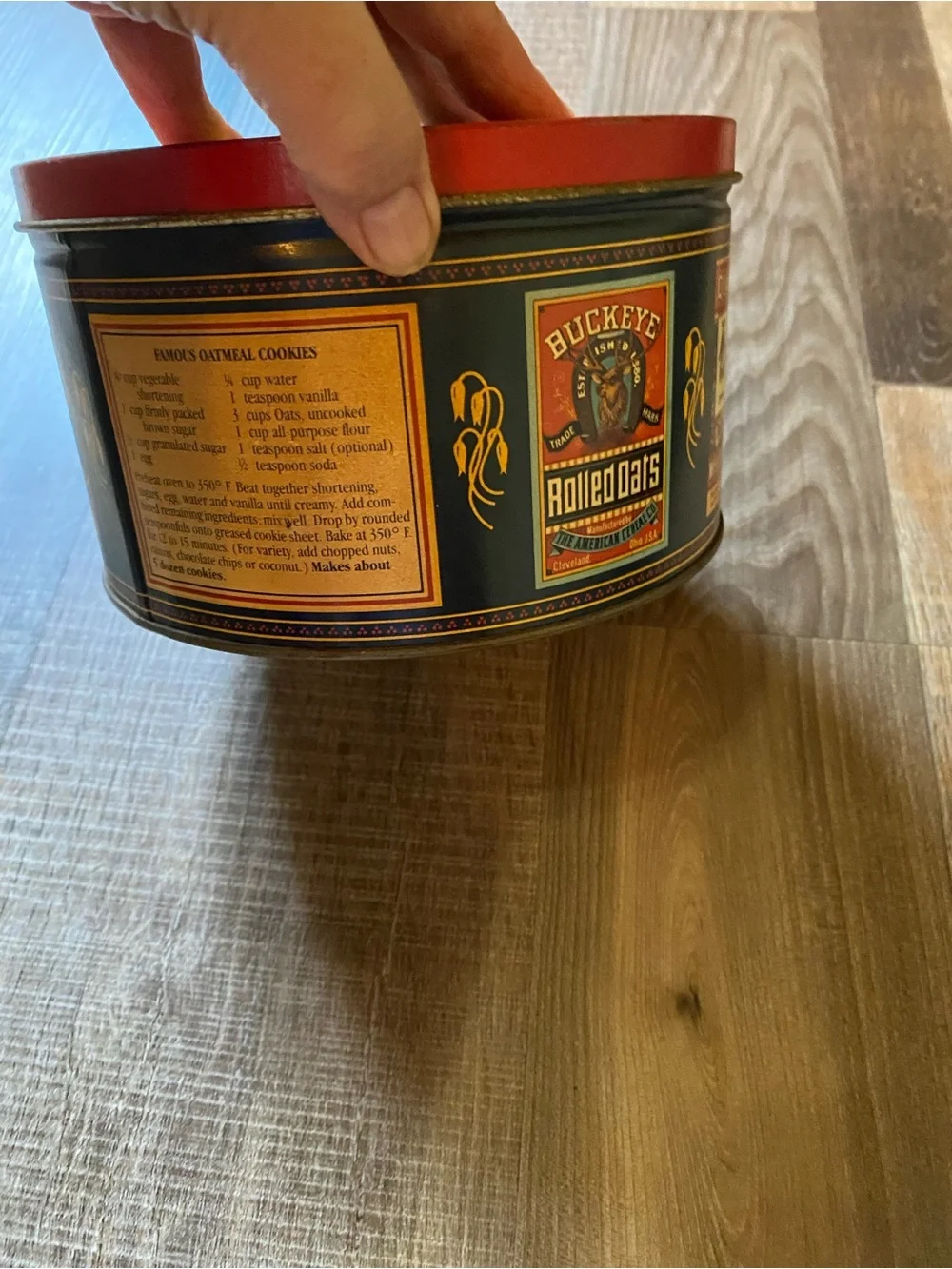 Source Unknown Quaker Oats Red and Yellow Tin Storage Canister